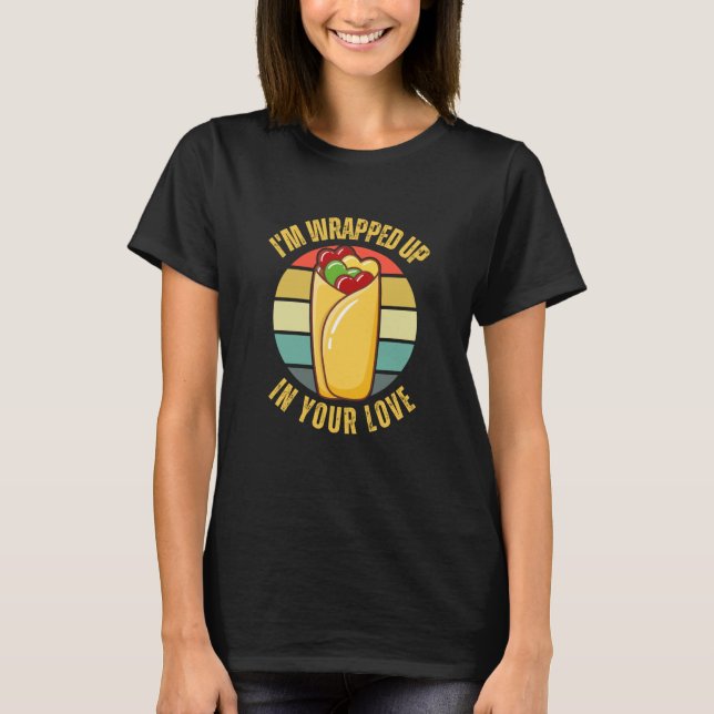 Camiseta Burrito Couples Burrito Hearts Mexican Food Retro (Frente)