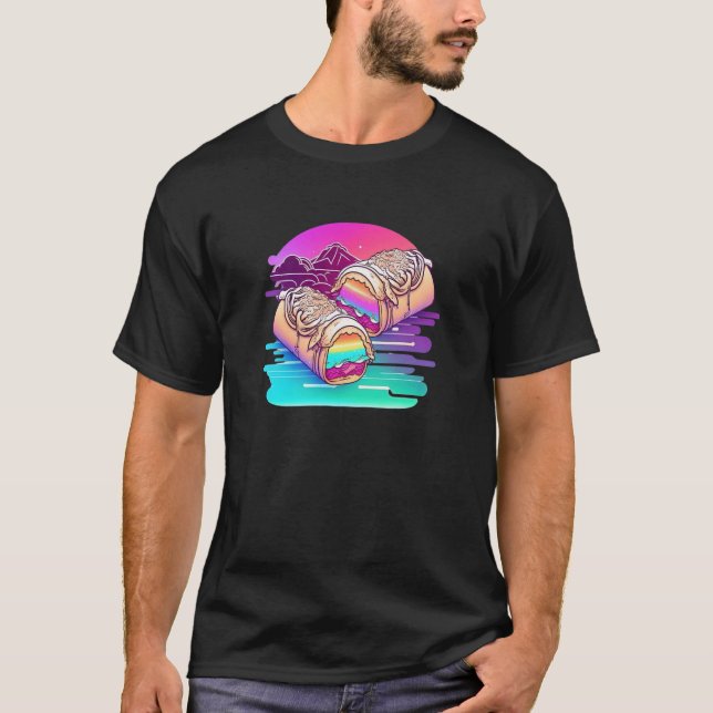 Camiseta Burritos com uma visão futurística para um torto m (Frente)