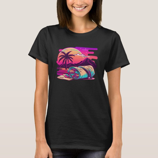 Camiseta Burritos Synthwave 80s Retrowave Aesthetic (Frente)