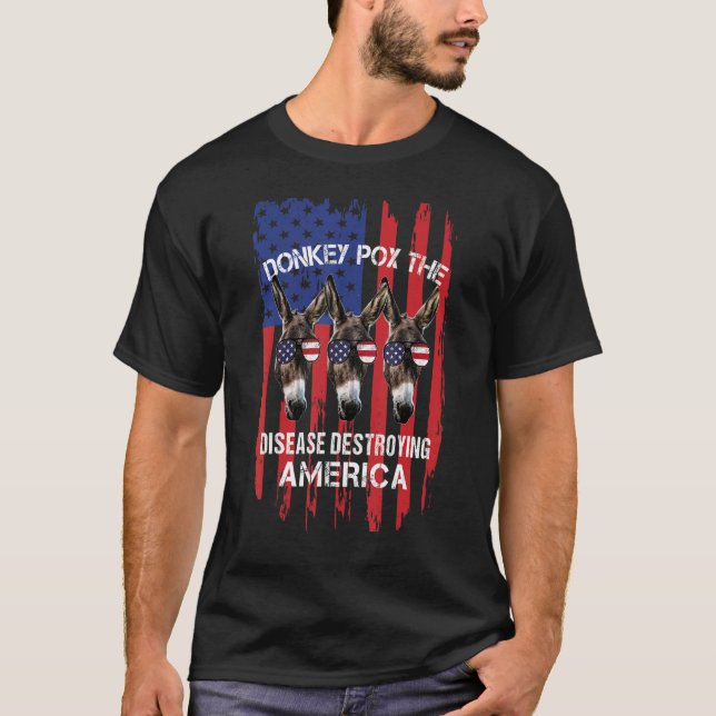 Camiseta burro a doença destruindo a américa real d (Frente)