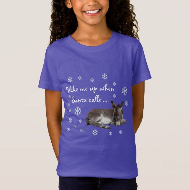 Camiseta Burro de Natal Fofo com Flocos de Neve (Frente)