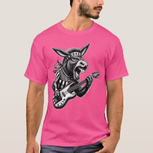 Camiseta Burro de Rock Tocando Guitarra Rock And Roll Gui D