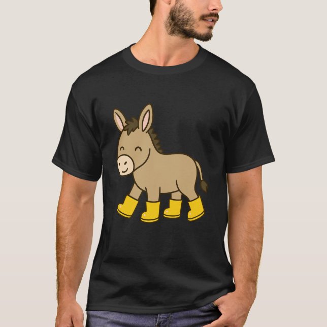 Camiseta Burro Fofo de Botas de Chuva (Frente)