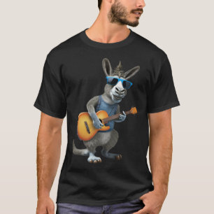 Camiseta Burro Tocando Guitarra Elétrica Animal Burro Gui