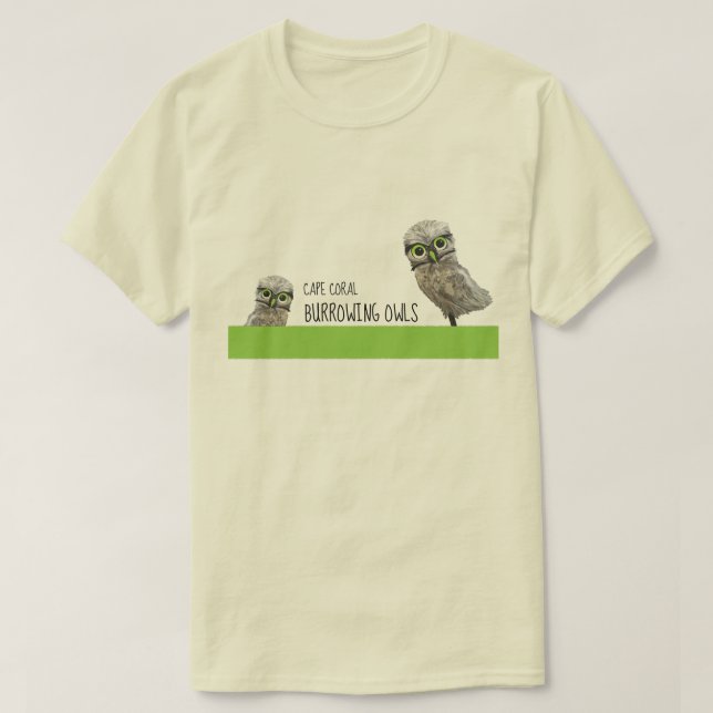 Camiseta Burrowing a arte da coruja (Frente do Design)