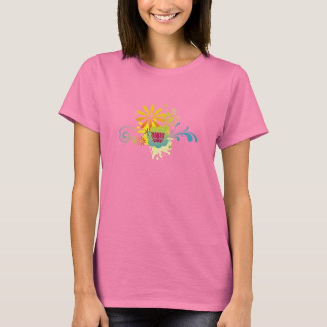 Camiseta Burst de Cor do Flor do Lotus (Frente)
