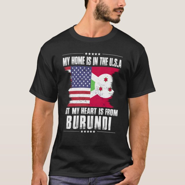 Camiseta Burundi American Patriot Grown Proud Home Heart US (Frente)