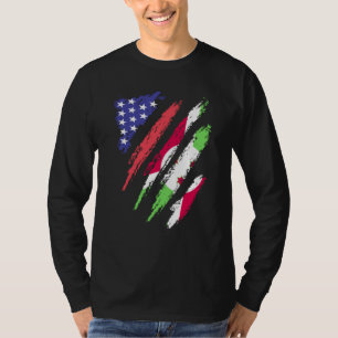 Camiseta Burundi Patriota Americano Coração Crescido Listra