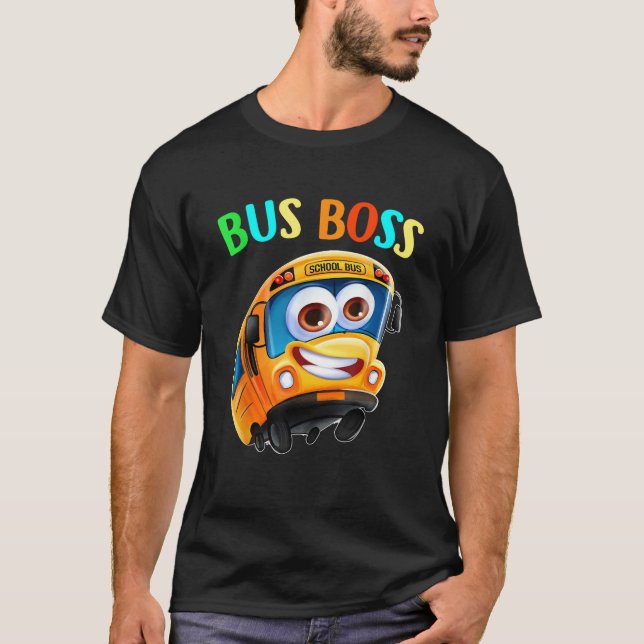 Camiseta Bus Boss Engraçado Piloto Amarelo de Ônibus (Frente)
