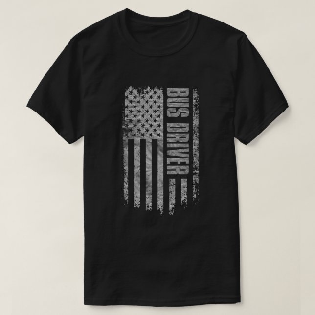 Camiseta Bus Driver USA Flag Distressed design (Frente do Design)