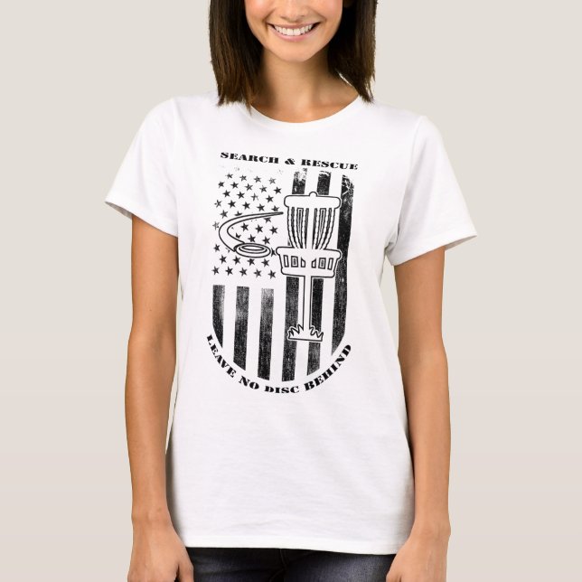 Camiseta Busca de Disc Golf e Resgate Não Deixe Nenhum Disc (Frente)
