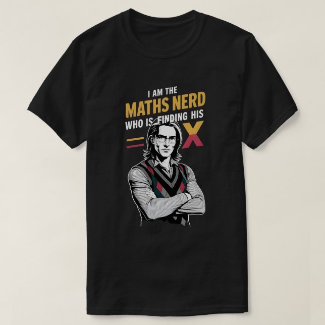 Camiseta Busca do Nerd de Matemática para X (Frente do Design)