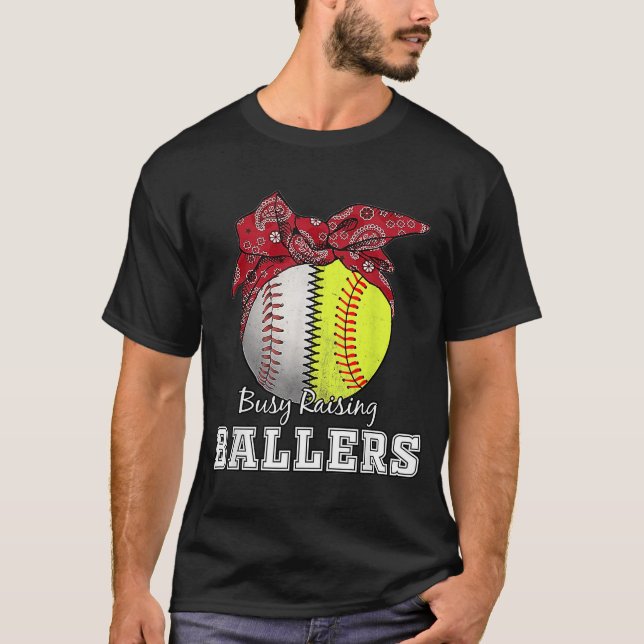 Camiseta Busca na Raising Ballers, mãe de baseball Softball (Frente)