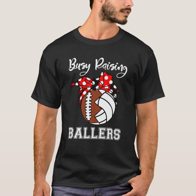 Camiseta Busca no Raising Ballers Engraçado Voleibol de Fut (Frente)