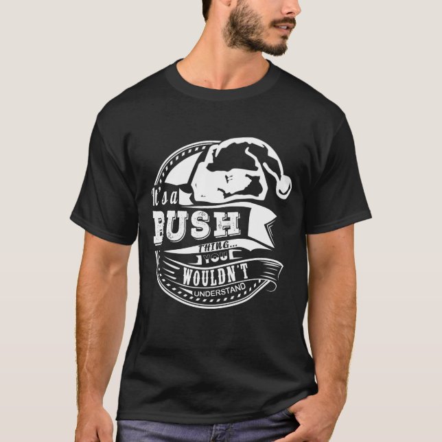 Camiseta Bush- Hat Xmas Nome Personalizado (Frente)