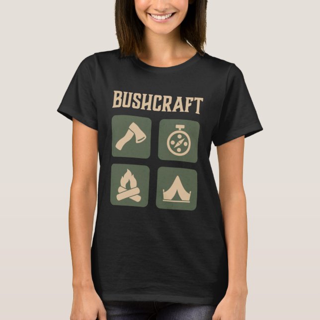 Camiseta Bushcraft Outdoor Survival Living Nature Camping   (Frente)
