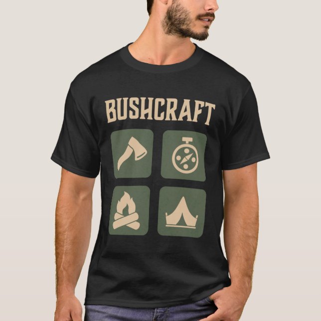 Camiseta Bushcraft Outdoor Survival Living Nature Camping   (Frente)