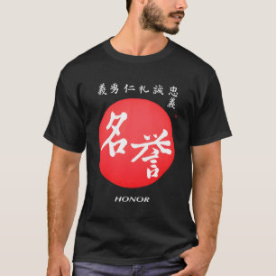 Camiseta Bushido Code Hand-Brushing - Honra Japonesa Callig