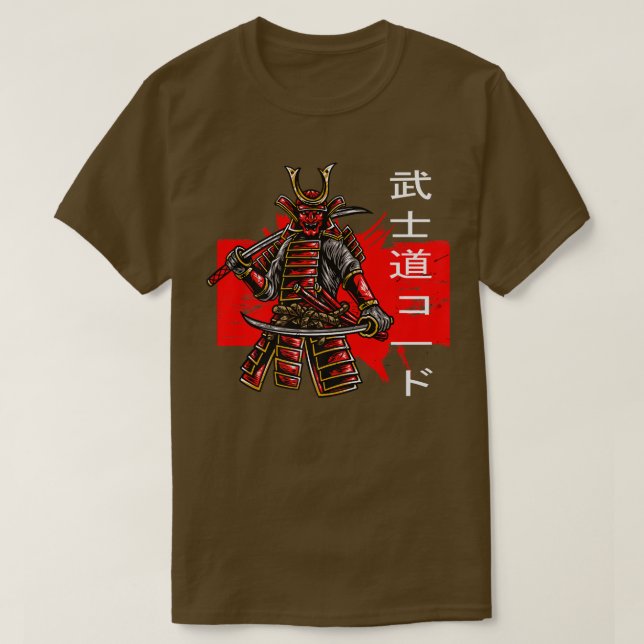 Camiseta Bushido Code Warrior Samurai Japonês Bushido Kanj (Frente do Design)
