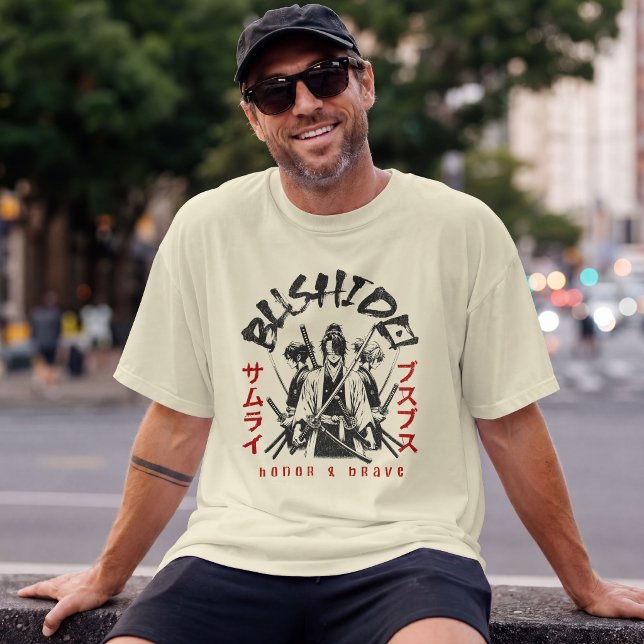 Camiseta Bushido Honra & Valente – Guerreiro Samurai (Criador carregado)