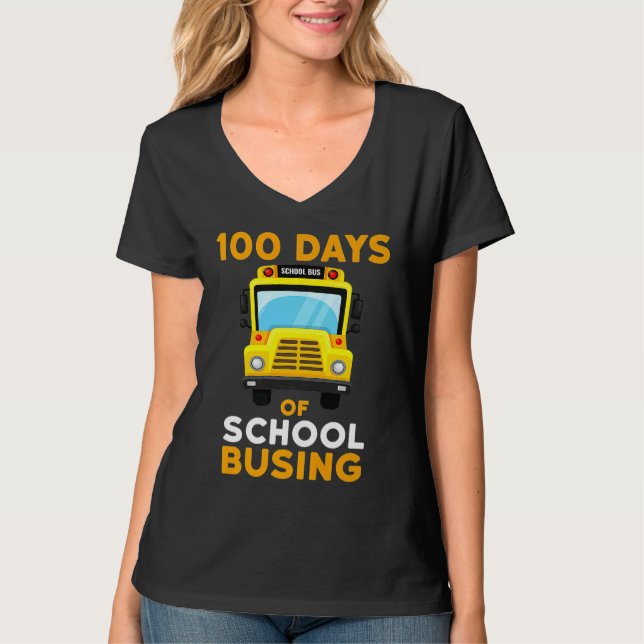 Camiseta Busing School Bus Driver 100 Days Of School Boys G (Frente)