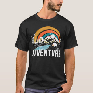 Camiseta Busque Aventura Caminhando Montanhas Acampamento r