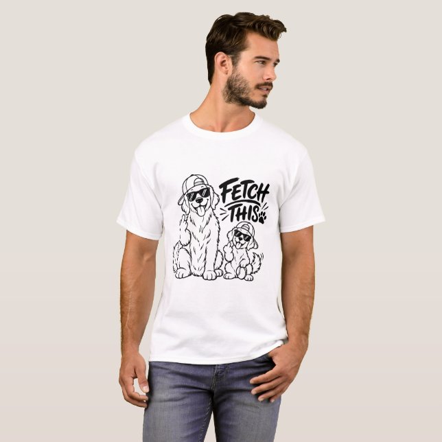 Camiseta BUSQUE ESTE Presente de Pai de Cachorro Engraçado  (Frente Completa)