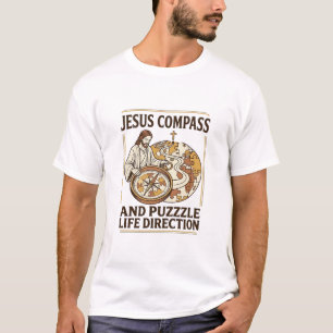 Camiseta Bússola de Jesus e Puzzle Direção da Vida Jesus Co