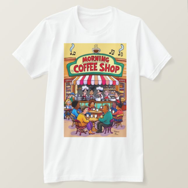 Camiseta Bustling Morning Coffee Vibes (Frente do Design)
