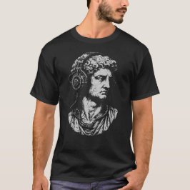 Camiseta Busto Clássico com Fones de Ouvido Steampunk