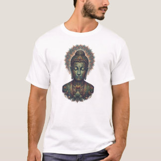 Camiseta Busto de Buda Ornamentado com Arte de Mandala - Es