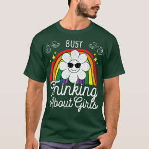 Camiseta Busy Thinking about Girls Rainbow Flag Lesbian Vin