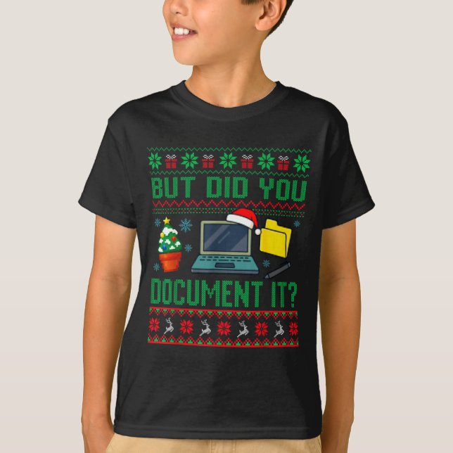 Camiseta But Did You Doent It Funny Office Christmas Ugly S (Frente)