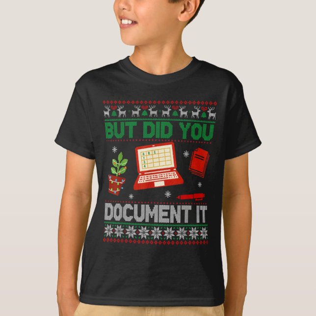 Camiseta But Did You Doent It Funny Office Christmas Ugly S (Frente)