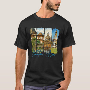 Camiseta Butão Ásia Viagem Viagem Pincelada Souvenir Va
