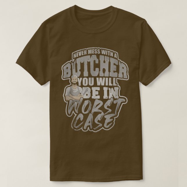 Camiseta Butcher Chuck Brisket Knife Pig Corta Carne Cook 2 (Frente do Design)