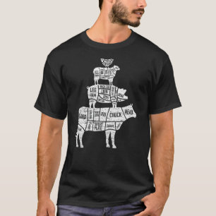 Camiseta Butcher Corta Galinha De Carne De Bovino De Comida