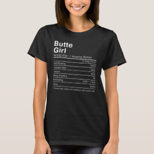Camiseta BUTTE GIRL MT MONTANA Nutrição Fatos Página Inicia