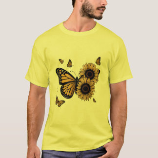 Camiseta Butterflies and Sunflowers