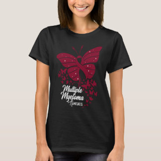 Camiseta Butterflies & Burgundy Ribbon Multiple Myeloma Awa