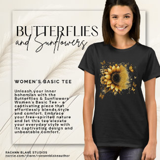 Camiseta Butterflies & Sunflowers Women's Basic Tee