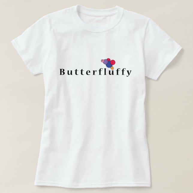 Camiseta Butterfluffy: Camiseta-de-pássaro amante da comida (Frente do Design)