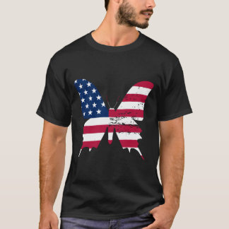 Camiseta Butterfly American Flag 4Th Of July Butterfly