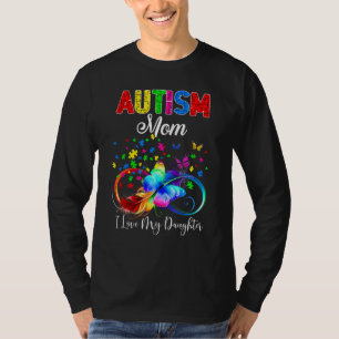 Camiseta Butterfly Autism Mãe Eu Amo Minha Filha Apoiando A