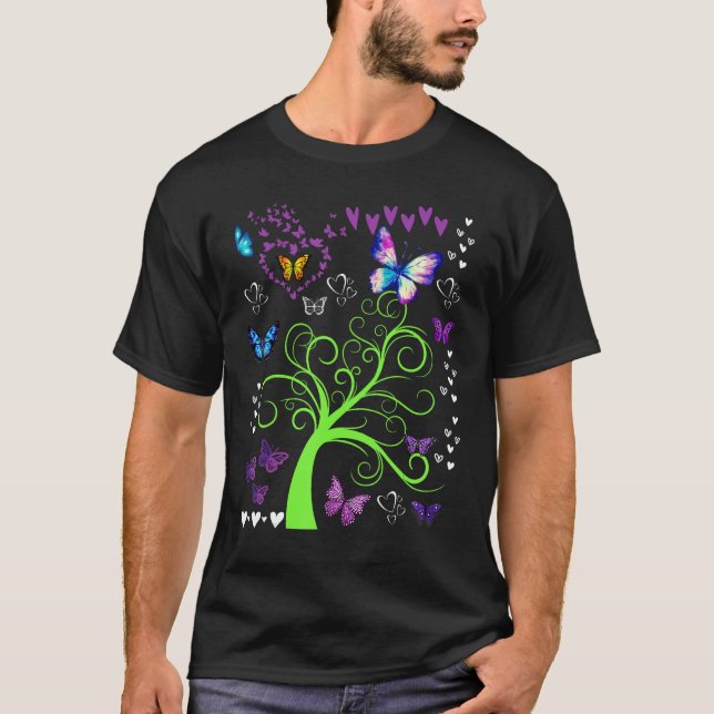 Camiseta Butterfly  Butterflies Circle The Trees Fun Three (Frente)