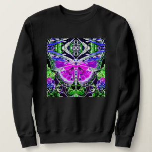 Camiseta Butterfly e Medallion Batik Patterno em Violet