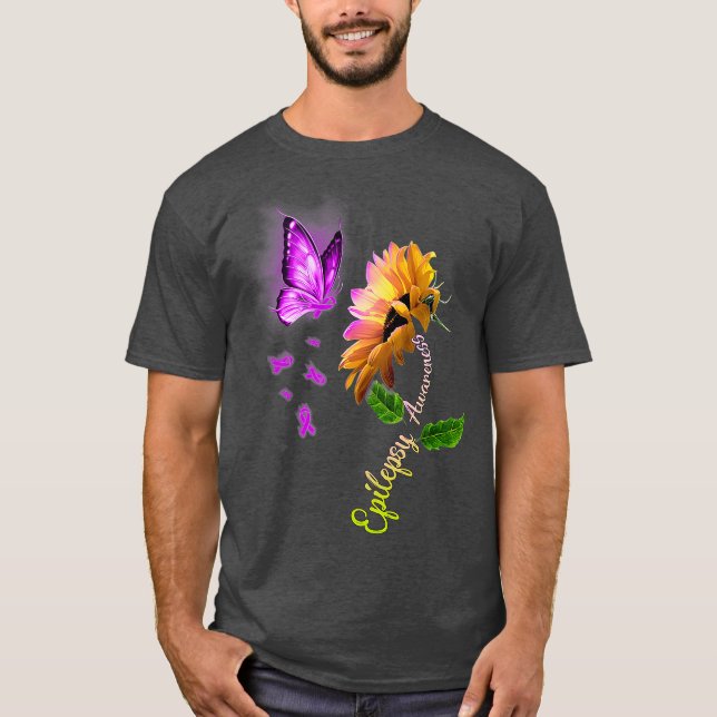 Camiseta Butterfly Epilepsia de Girassol Sensibilização (Frente)