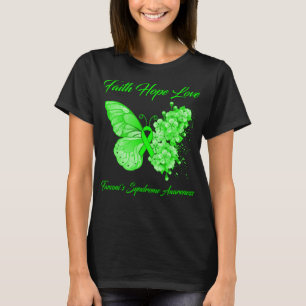 Camiseta Butterfly Faith Hope ama Atenção à Síndrome de Fan