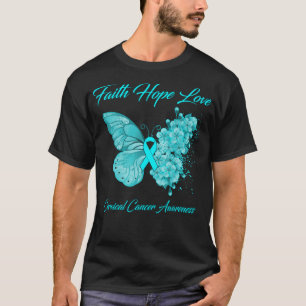 Camiseta Butterfly Faith Hope ama Awarenes Canceres Cervoso