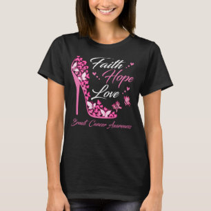 Camiseta Butterfly Faith Hope ama Cancer Warrior